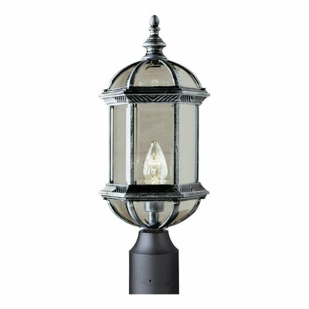 TRANS GLOBE One Light Black Clear BeveLED Hexagon Glass Post Light 4186 BK